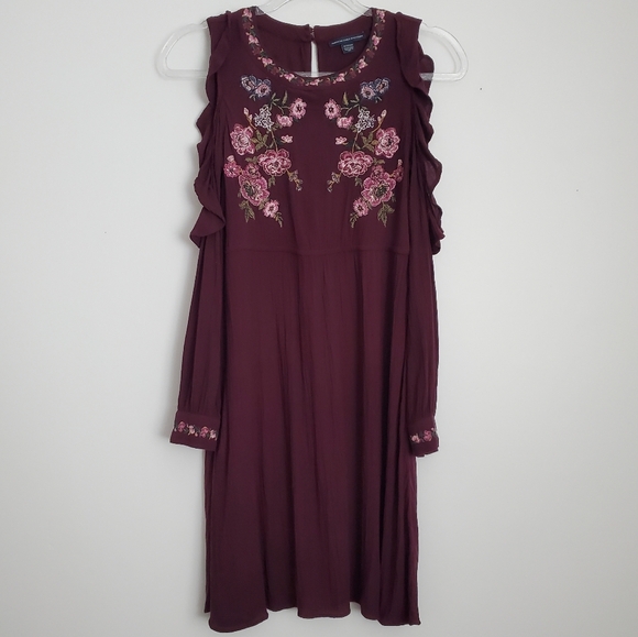 American Eagle Embroidered Cold Shoulder Dress Size XS - Picture 1 of 8